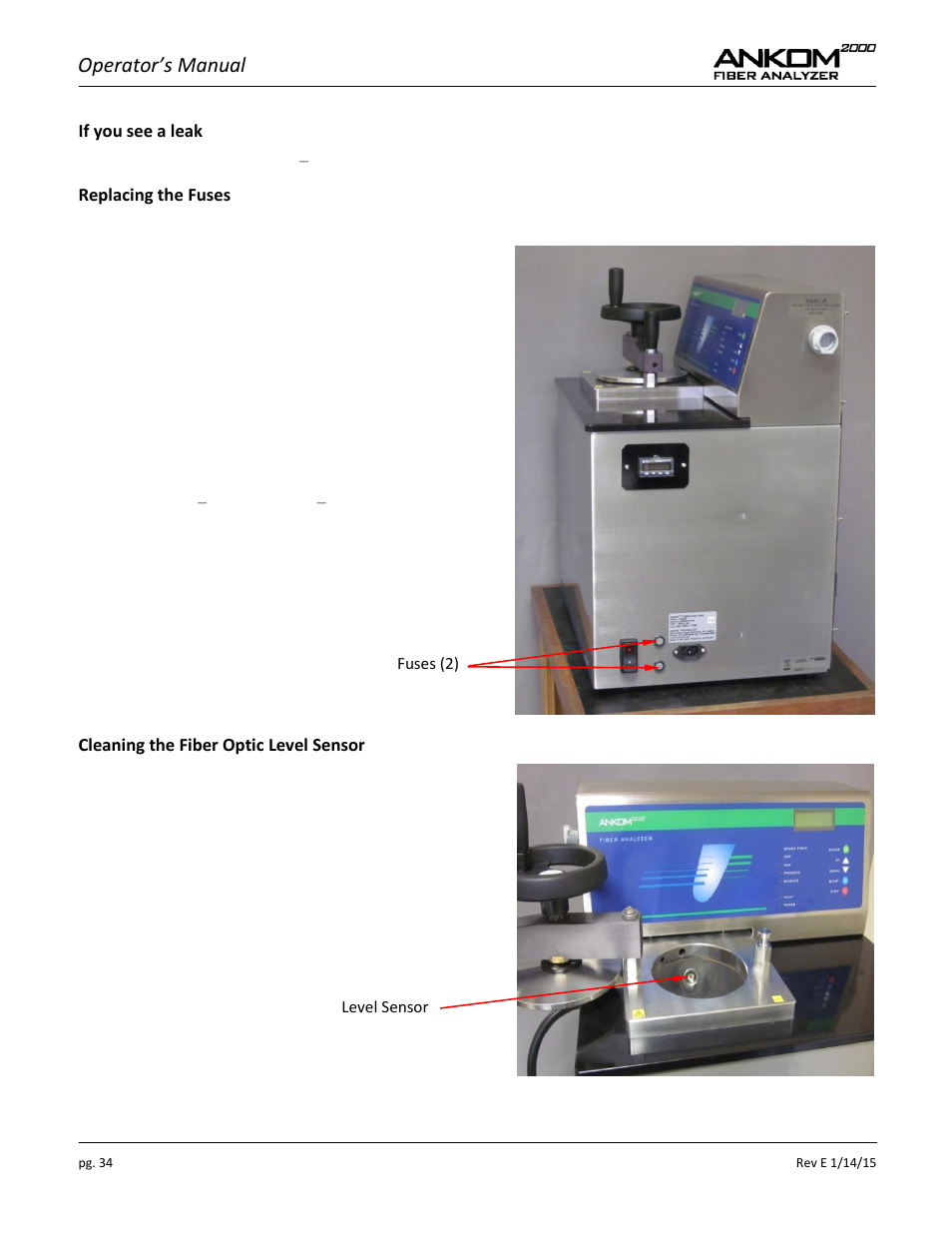Operator’s manual | ANKOM 2000 Series User Manual | Page 34 / 52