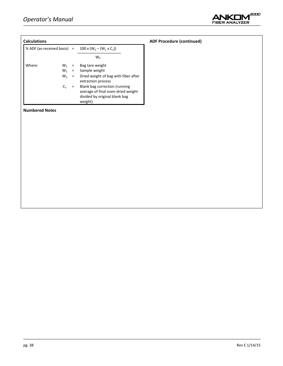 Operator’s manual | ANKOM 2000 Series User Manual | Page 38 / 52