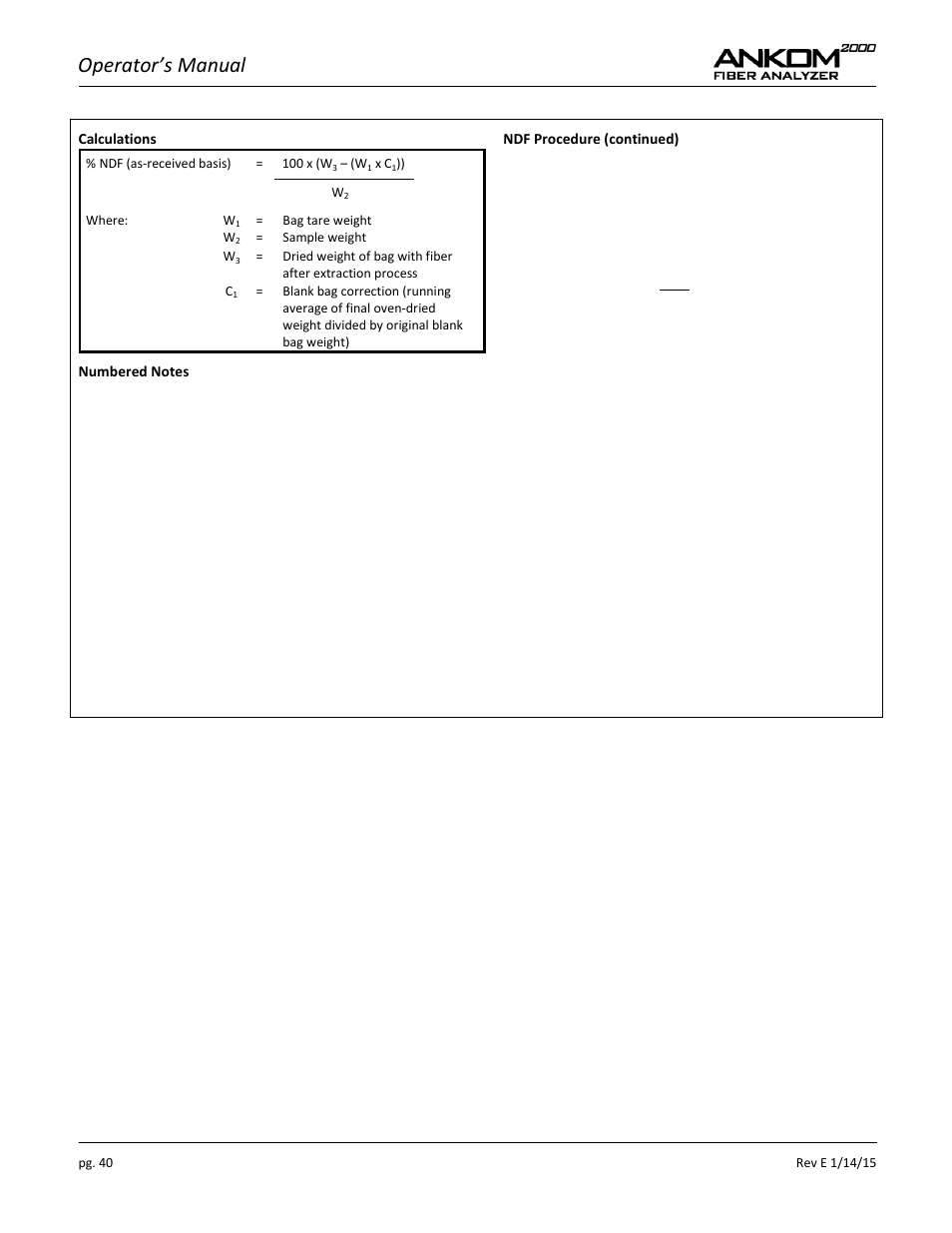 Operator’s manual | ANKOM 2000 Series User Manual | Page 40 / 52