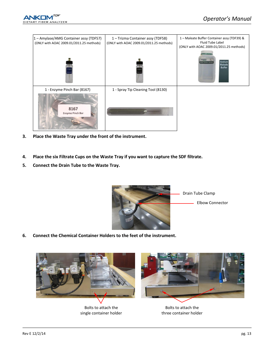 Operator’s manual | ANKOM TDF Dietary User Manual | Page 13 / 96