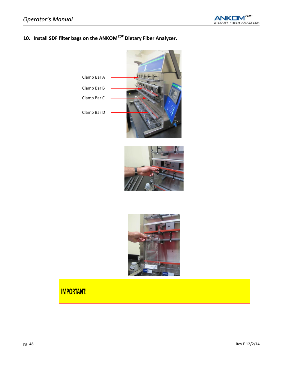 Operator’s manual | ANKOM TDF Dietary User Manual | Page 48 / 96