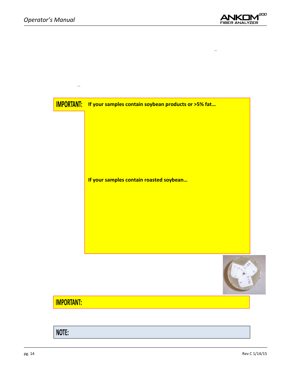 Operator’s manual | ANKOM 200 Series User Manual | Page 14 / 40