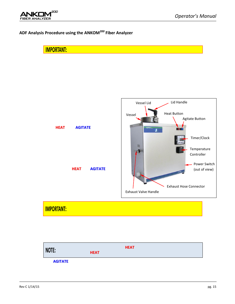 Operator’s manual | ANKOM 200 Series User Manual | Page 15 / 40