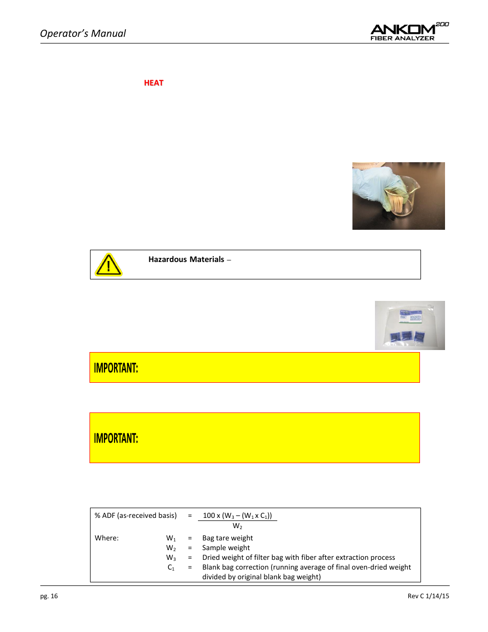 Operator’s manual | ANKOM 200 Series User Manual | Page 16 / 40