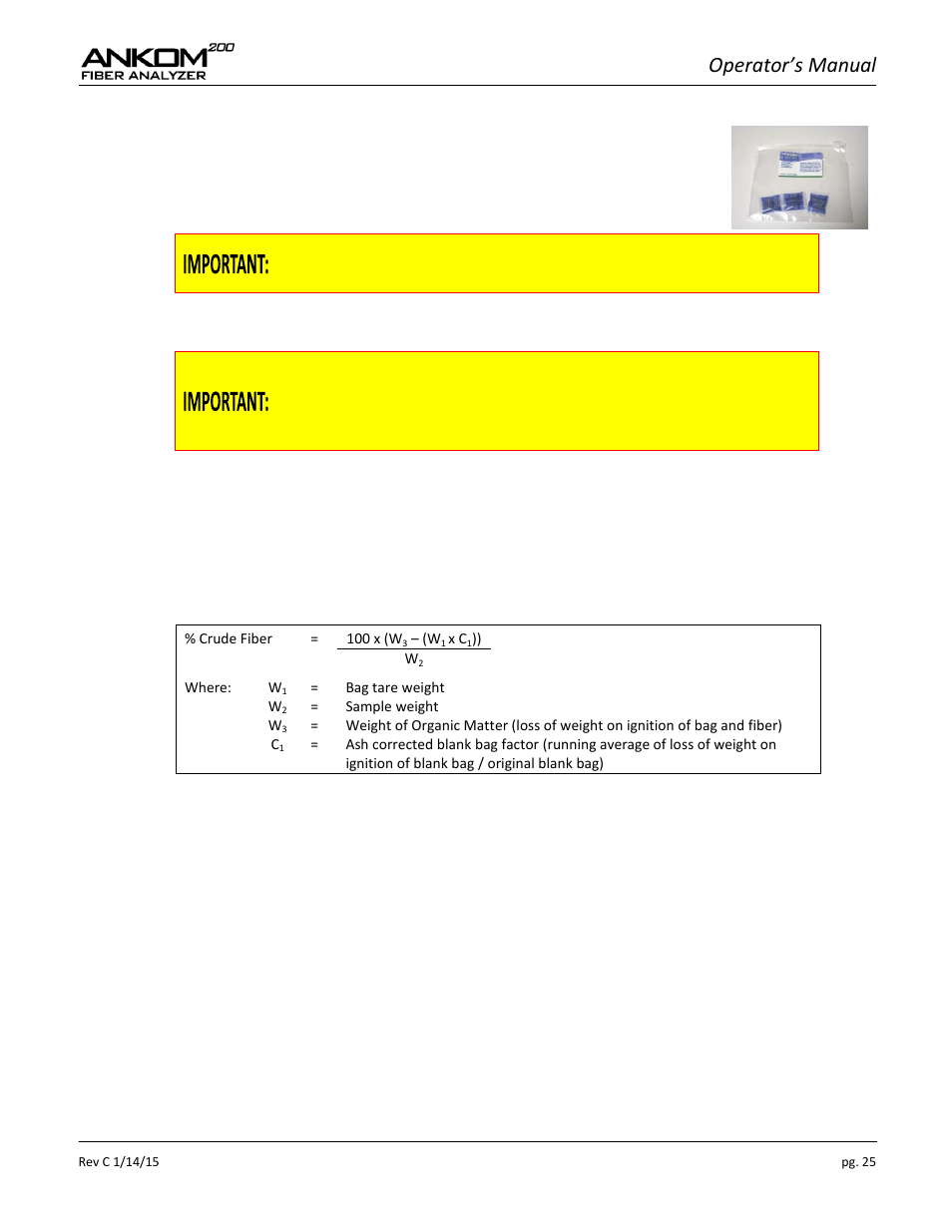 Operator’s manual | ANKOM 200 Series User Manual | Page 25 / 40
