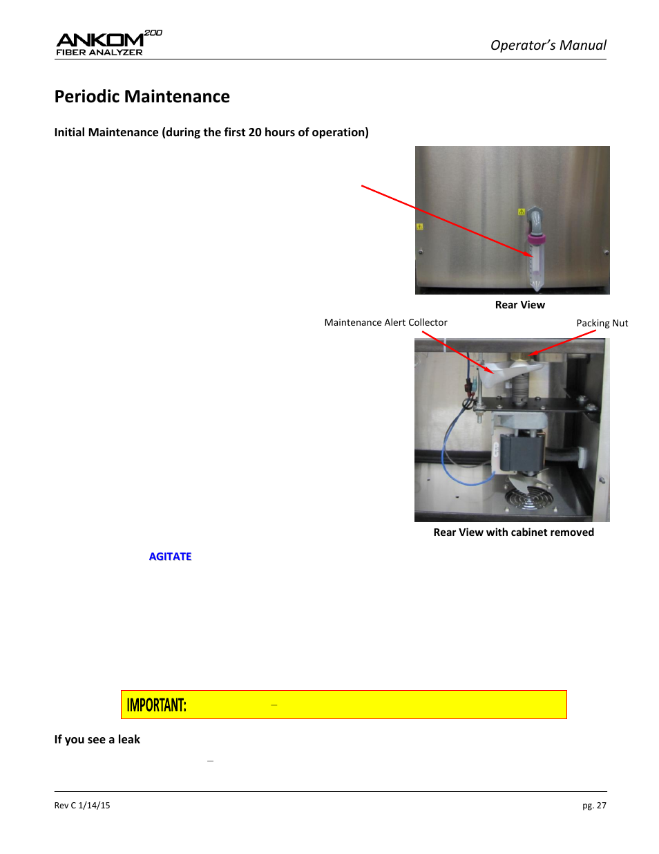 Periodic maintenance, Operator’s manual | ANKOM 200 Series User Manual | Page 27 / 40