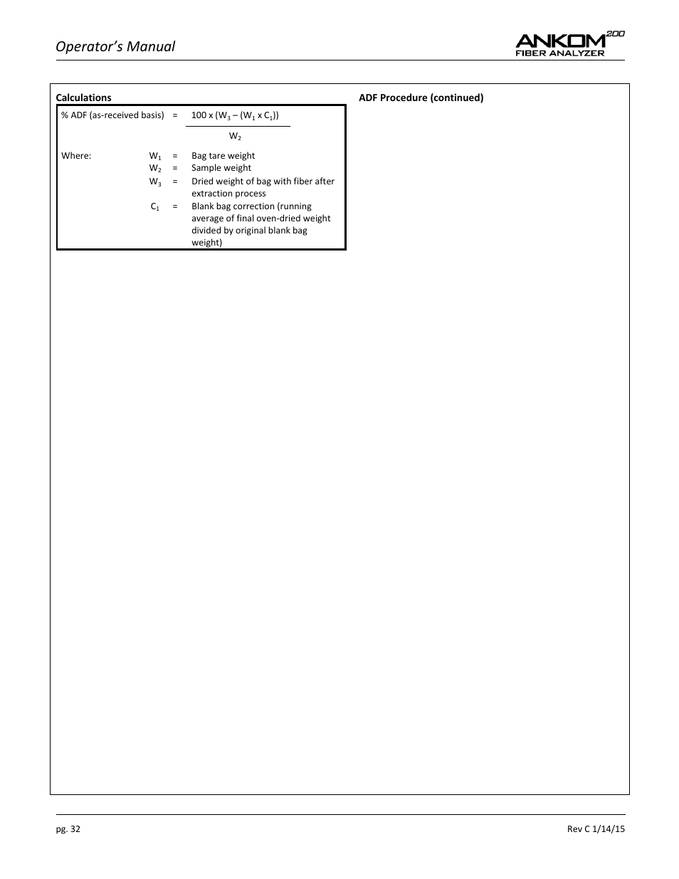 Operator’s manual | ANKOM 200 Series User Manual | Page 32 / 40