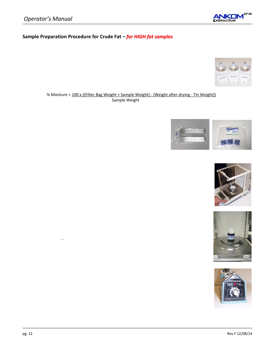 Operator’s manual | ANKOM XT15 Series User Manual | Page 12 / 32