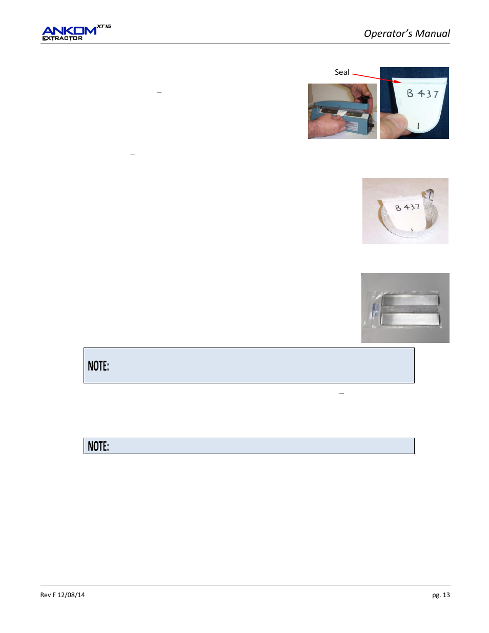 Operator’s manual | ANKOM XT15 Series User Manual | Page 13 / 32
