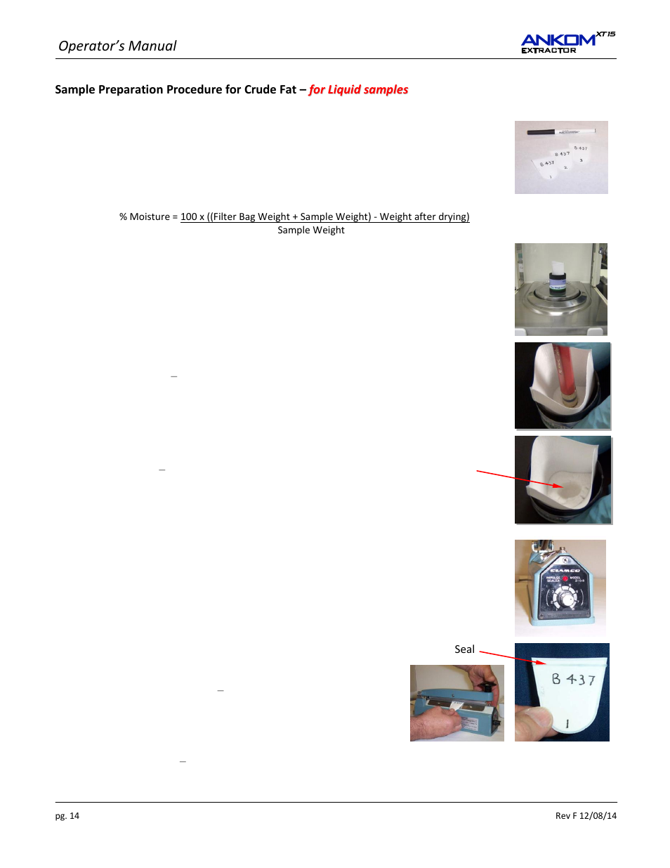Operator’s manual | ANKOM XT15 Series User Manual | Page 14 / 32