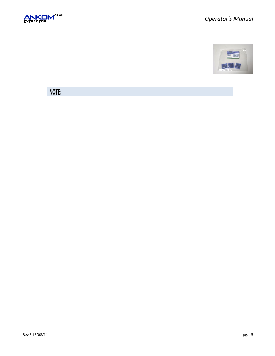 Operator’s manual | ANKOM XT15 Series User Manual | Page 15 / 32