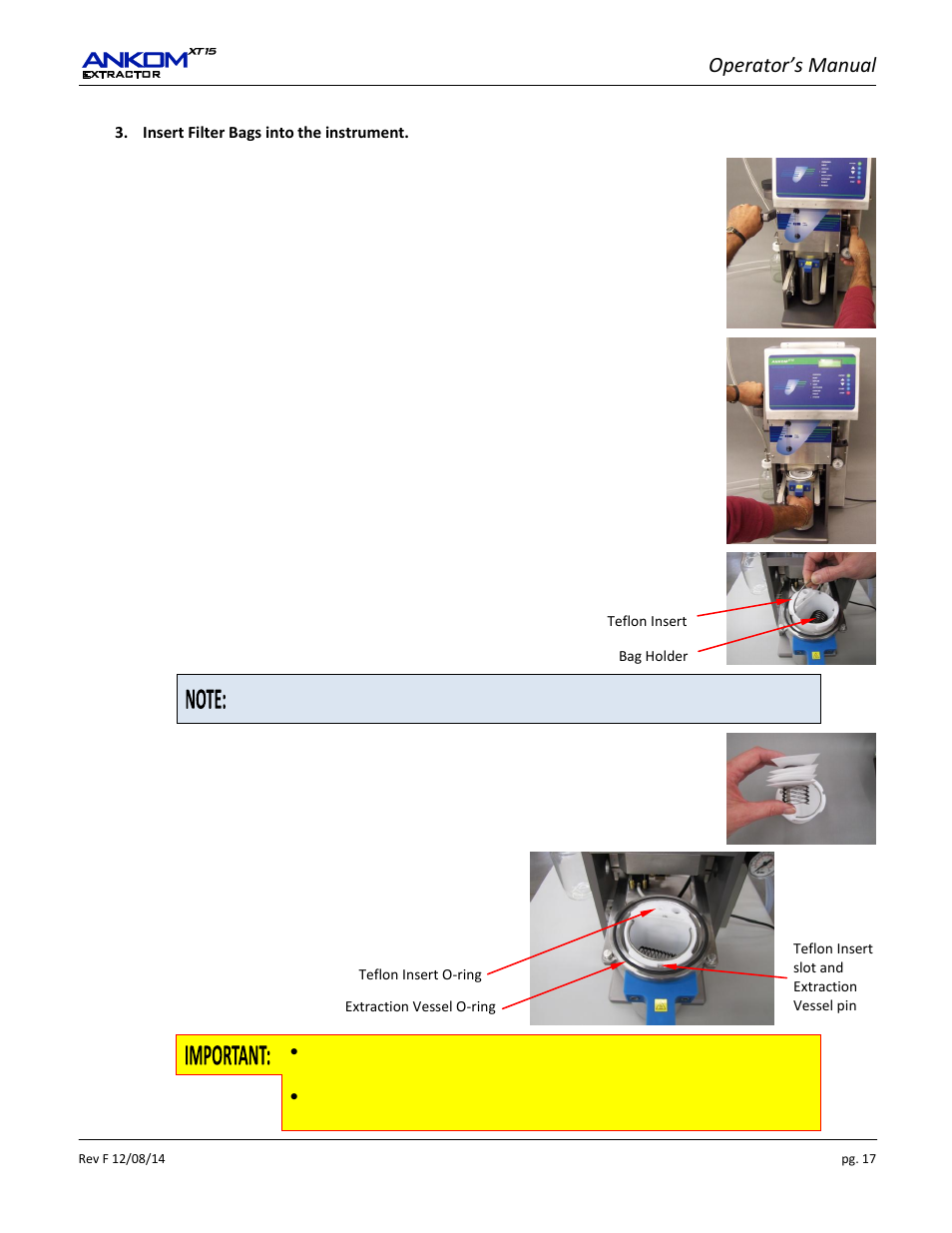 Operator’s manual | ANKOM XT15 Series User Manual | Page 17 / 32