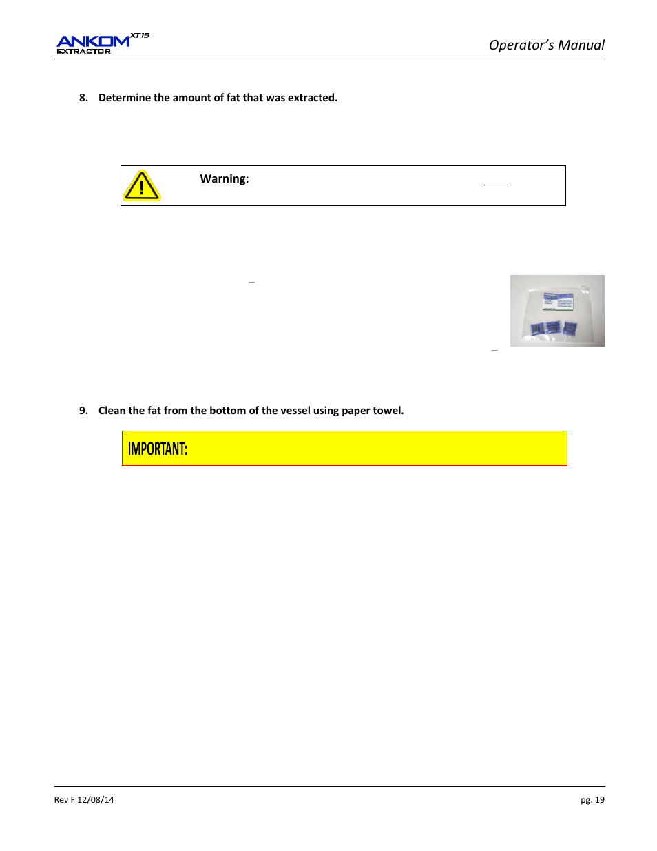 Operator’s manual | ANKOM XT15 Series User Manual | Page 19 / 32