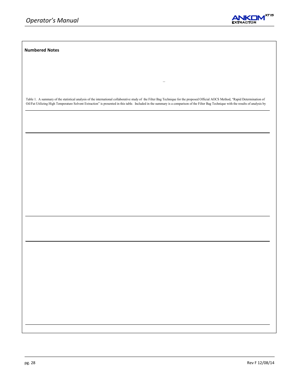 Operator’s manual | ANKOM XT15 Series User Manual | Page 28 / 32