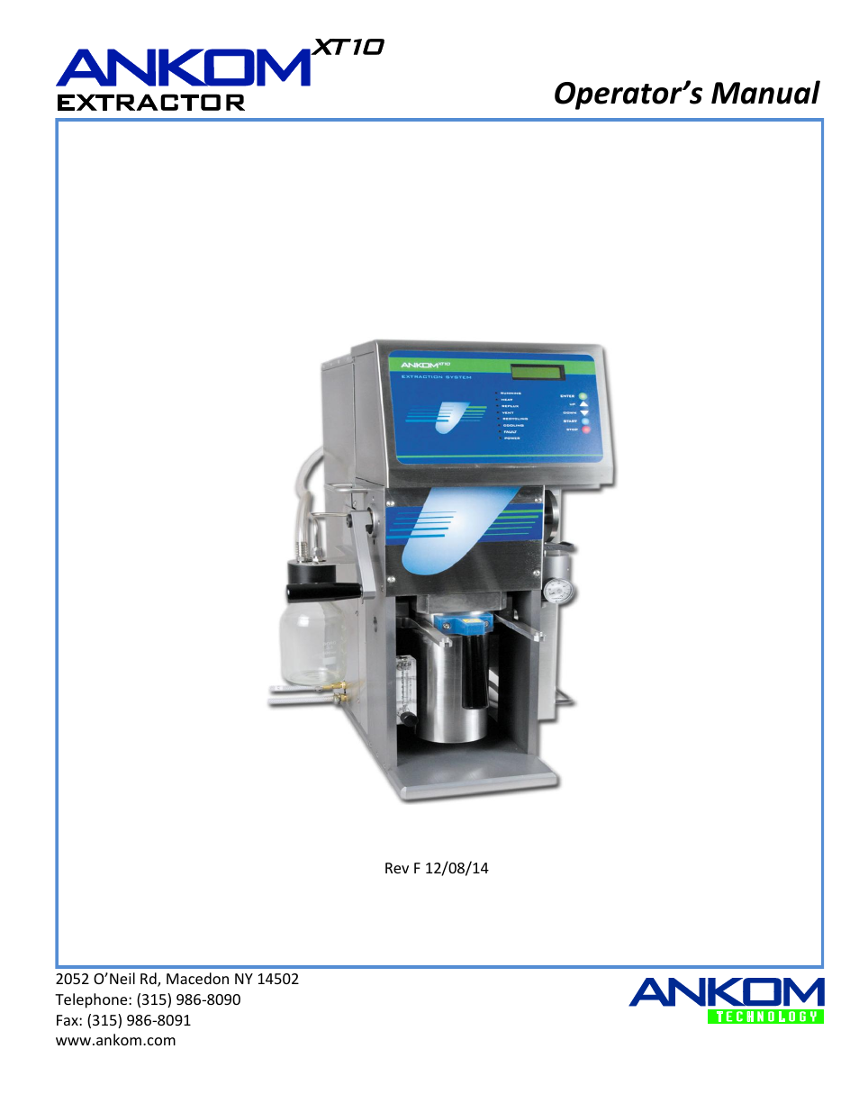 ANKOM XT10 Series User Manual | 32 pages