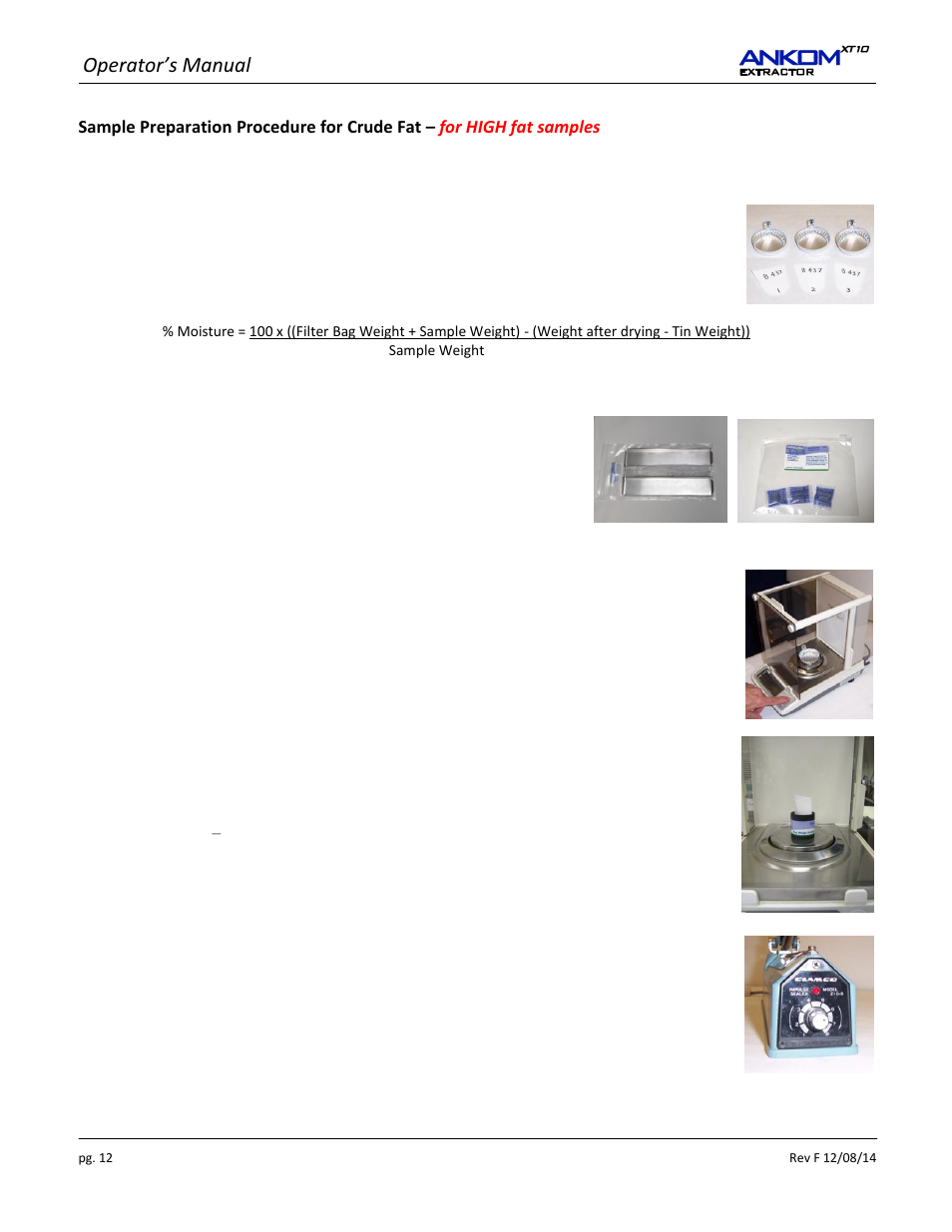 Operator’s manual | ANKOM XT10 Series User Manual | Page 12 / 32