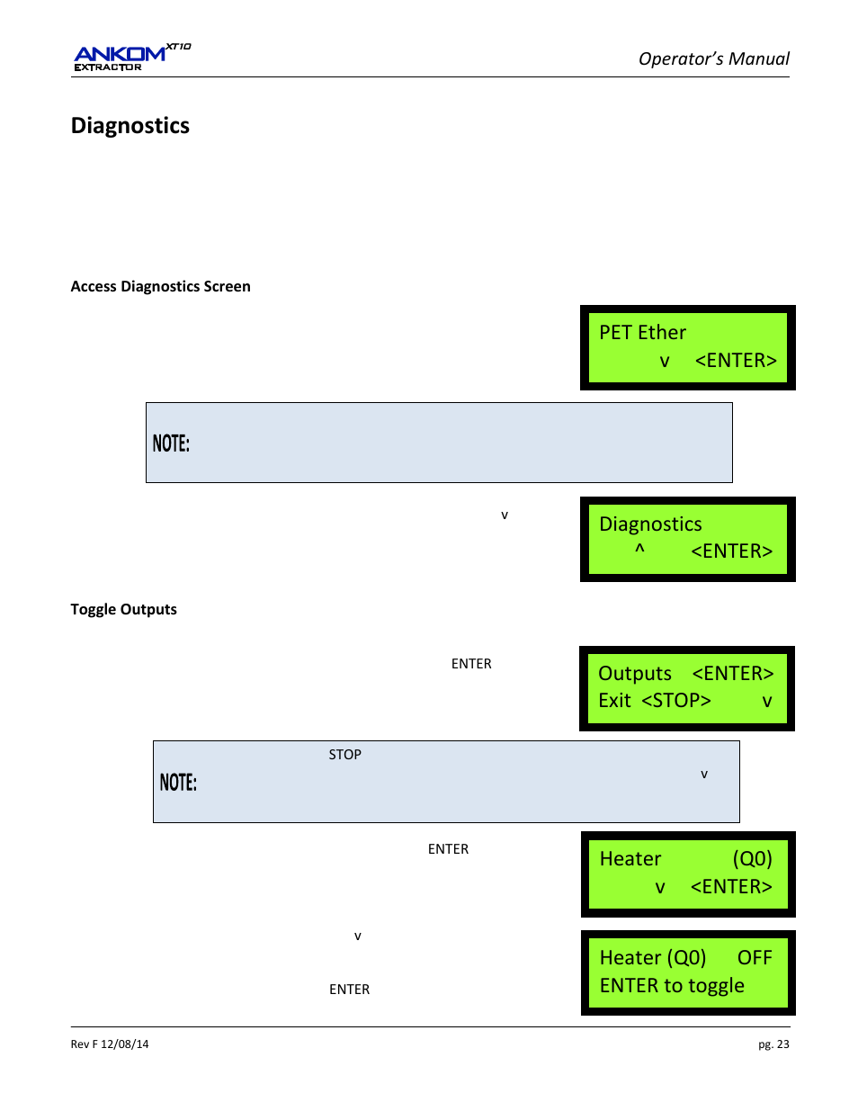 Diagnostics, Operator’s manual | ANKOM XT10 Series User Manual | Page 23 / 32