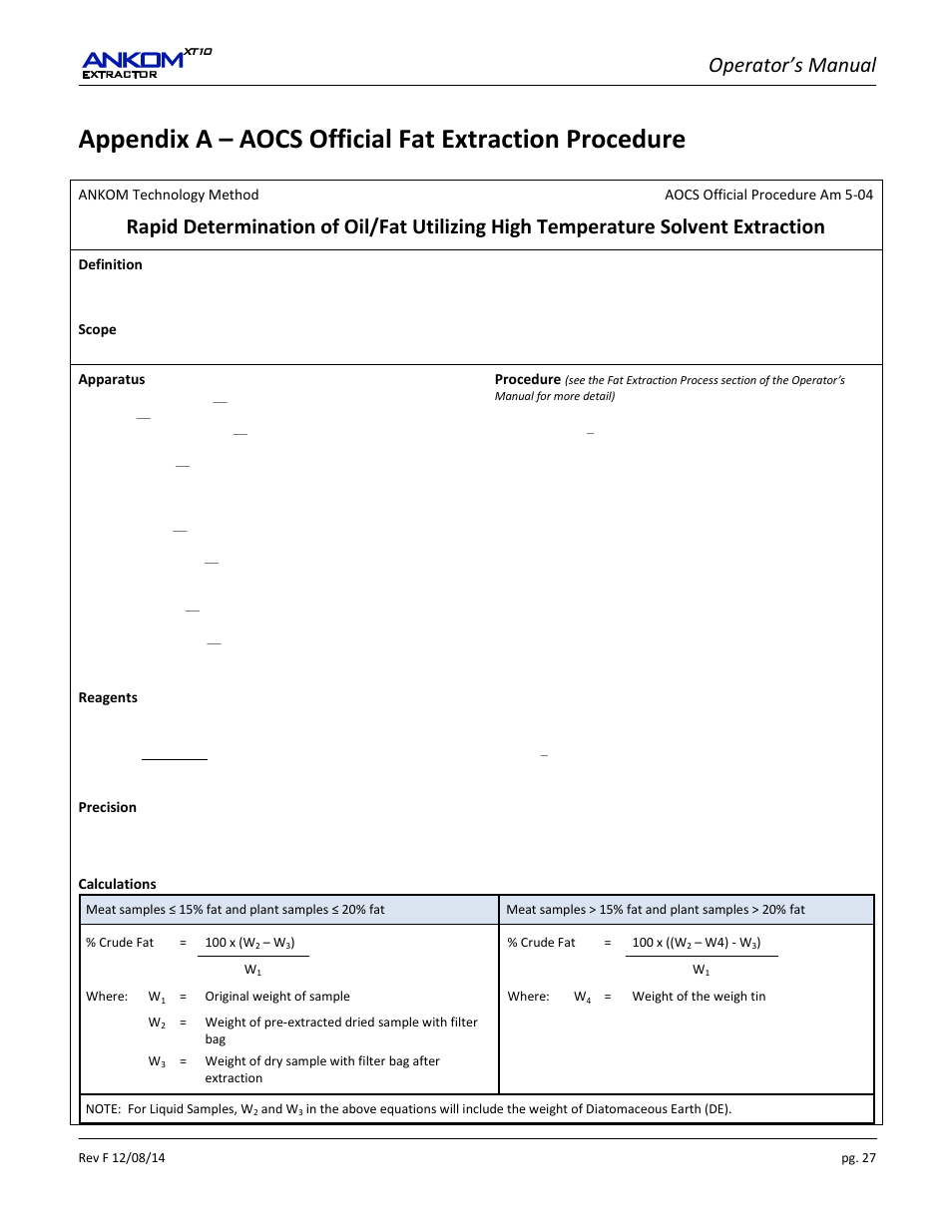 Operator’s manual | ANKOM XT10 Series User Manual | Page 27 / 32