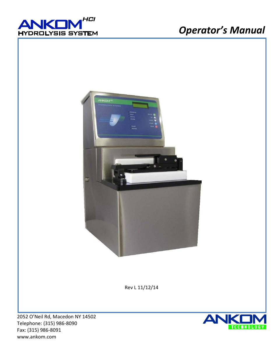 ANKOM HCl Series User Manual | 28 pages