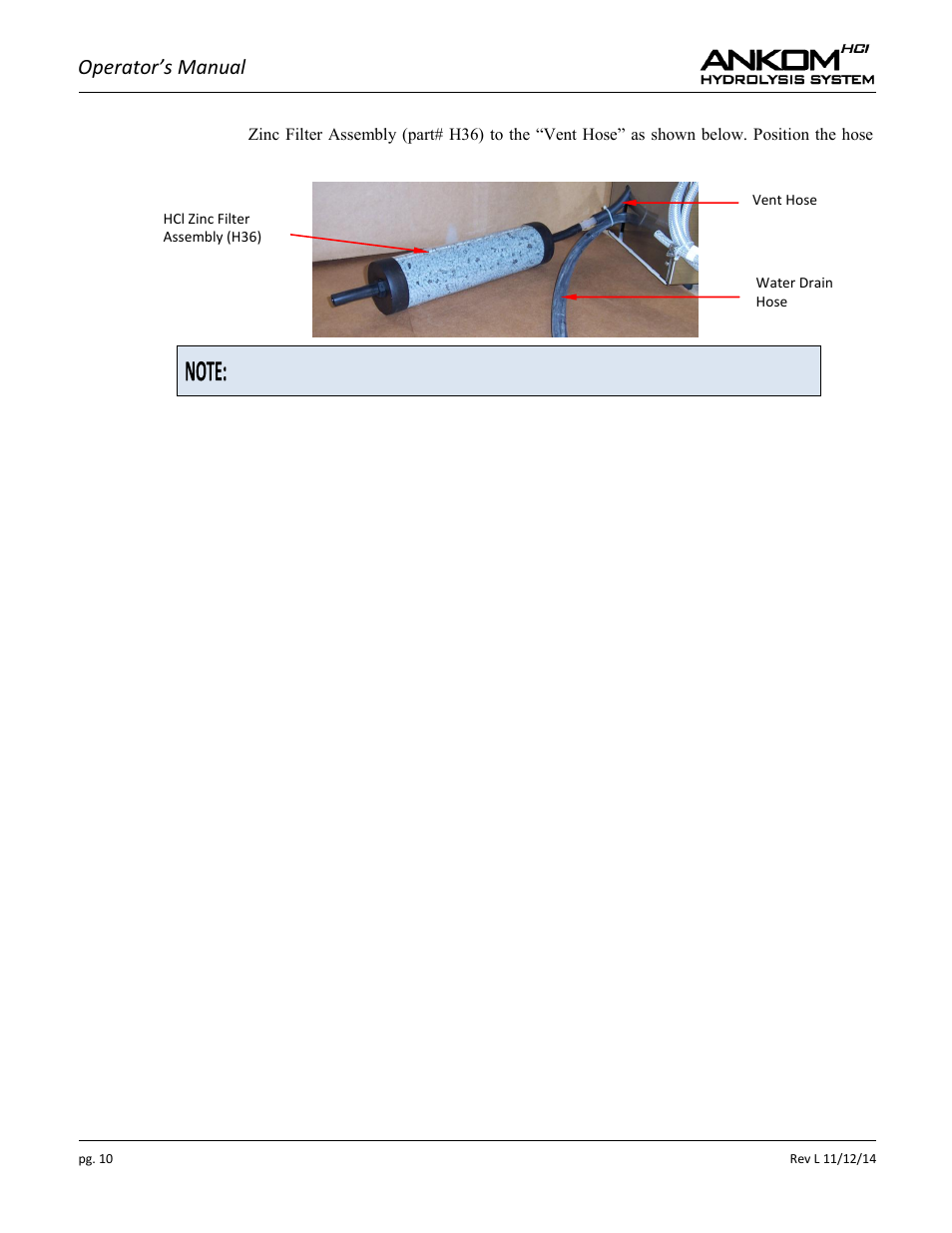 Operator’s manual | ANKOM HCl Series User Manual | Page 10 / 28