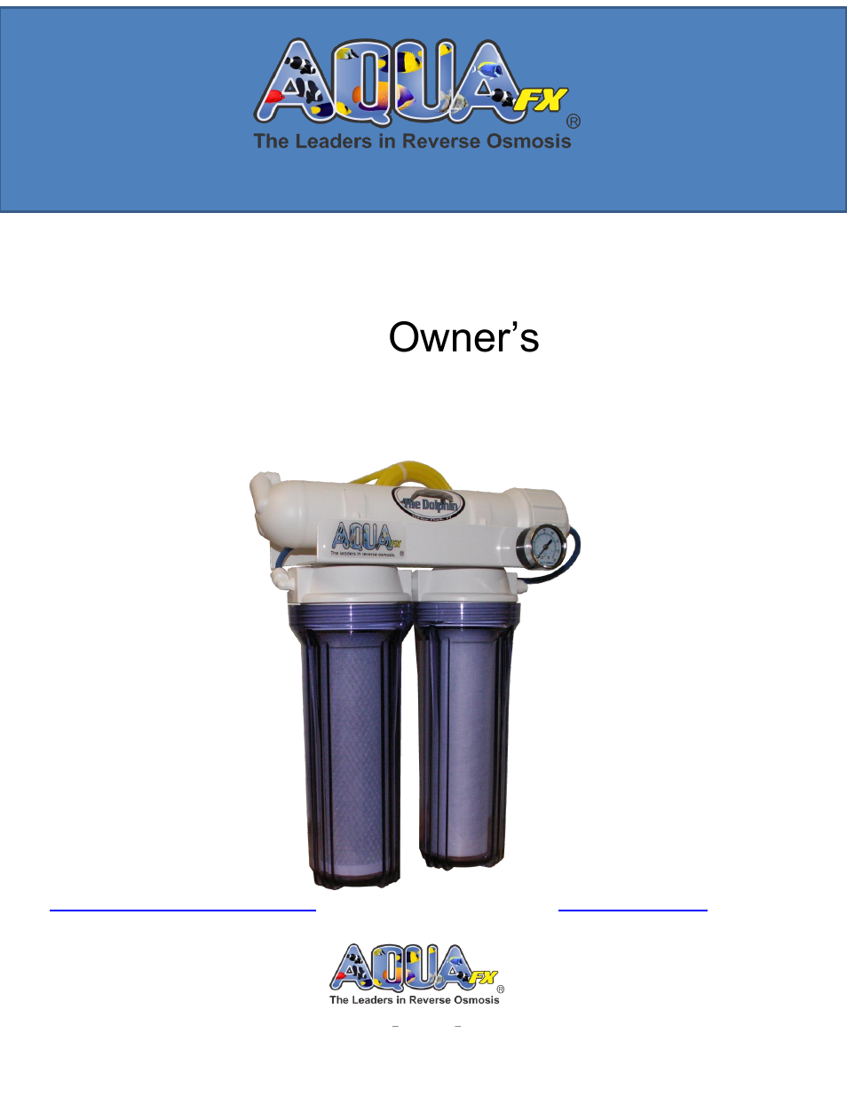AquaFX The AquaFX Dolphin RO System User Manual | 9 pages