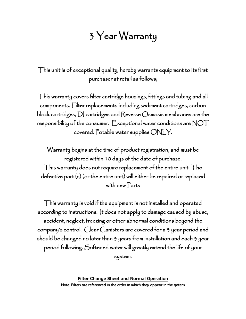 3 year warranty | AquaFX The AquaFX Seahorse Inline RO/DI User Manual | Page 6 / 8