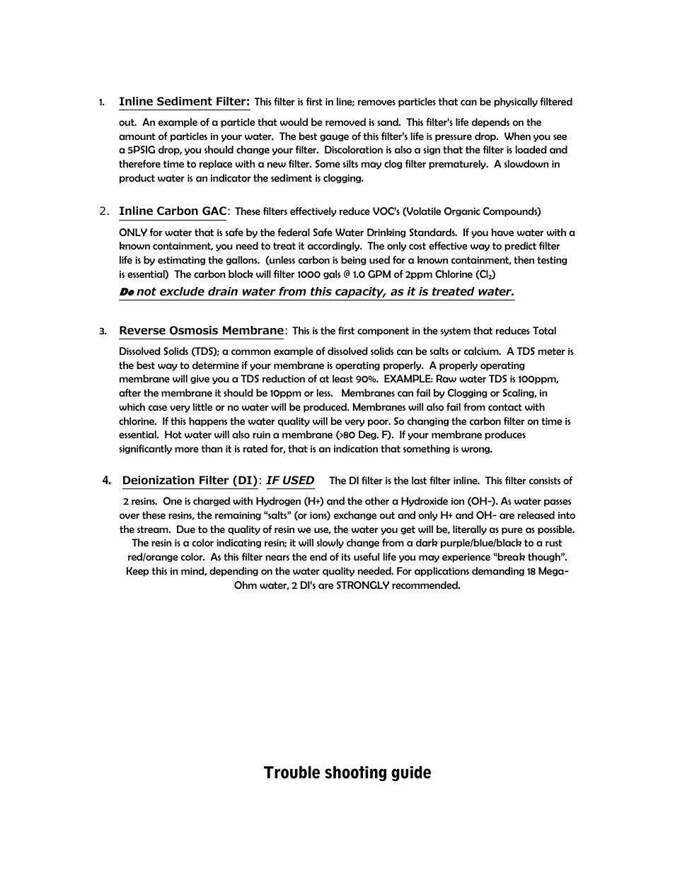 Trouble shooting guide | AquaFX The AquaFX Seahorse Inline RO/DI User Manual | Page 7 / 8