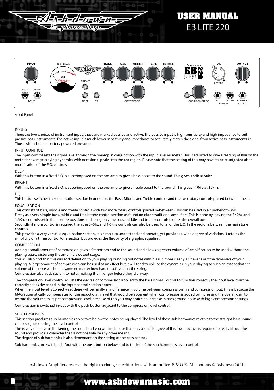 Eb lite 220 | Ashdown FIVE 15 MINI RIG User Manual | Page 8 / 34