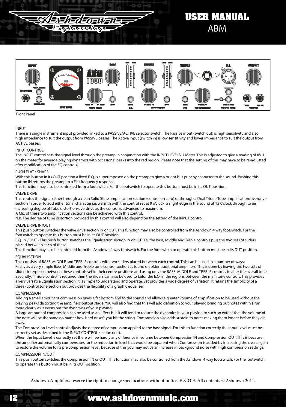 User manual | Ashdown ABM NEO C210 User Manual | Page 12 / 34