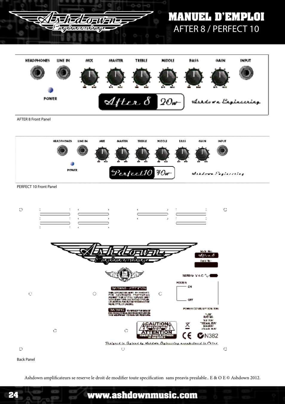 Manuel d’emploi after 8 / perfect 10 | Ashdown ABM NEO C210 User Manual | Page 24 / 34