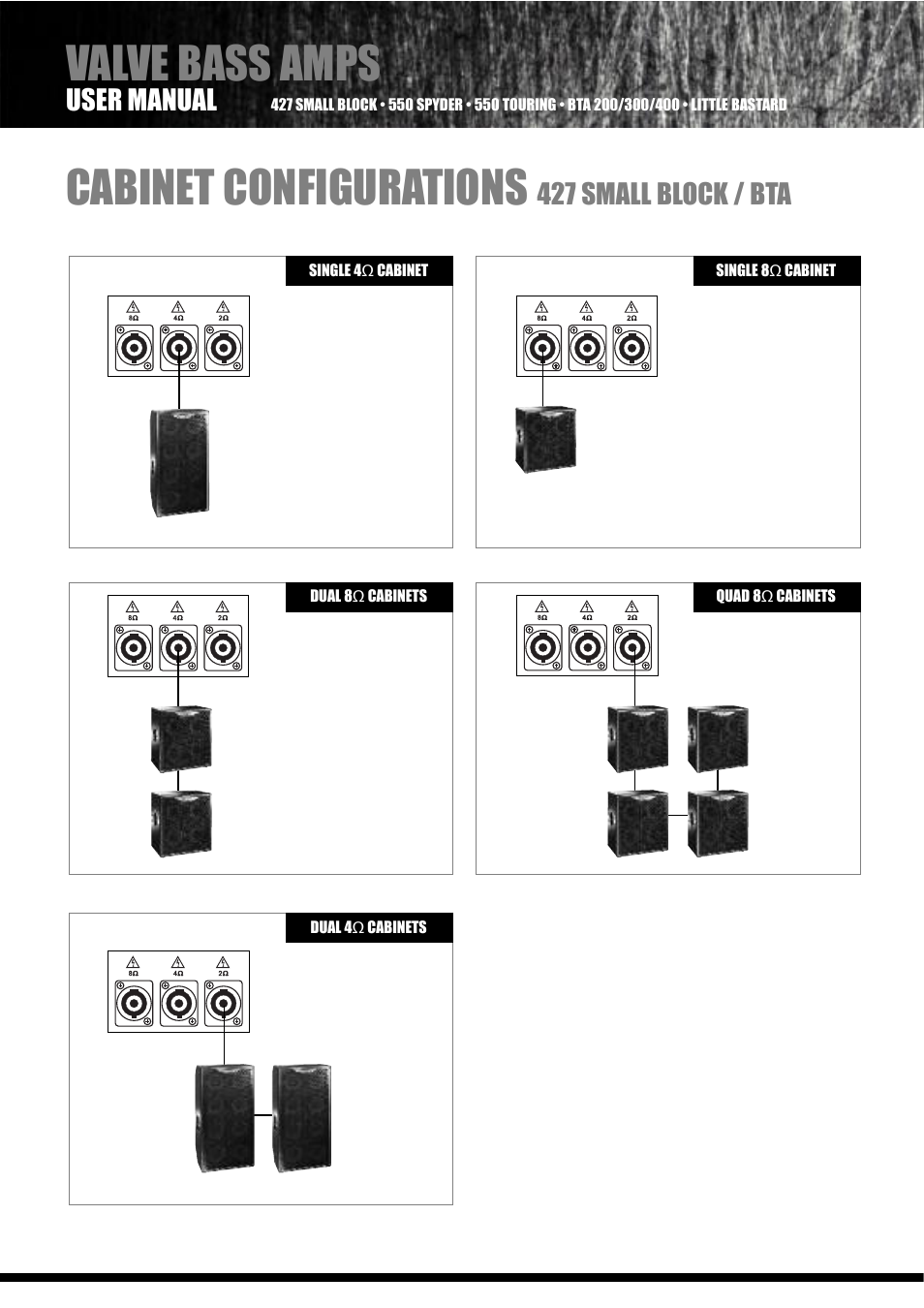 Valve bass amps cabinet configurations, User manual, 427 small block / bta | Ashdown 550 SPYDER User Manual | Page 10 / 12