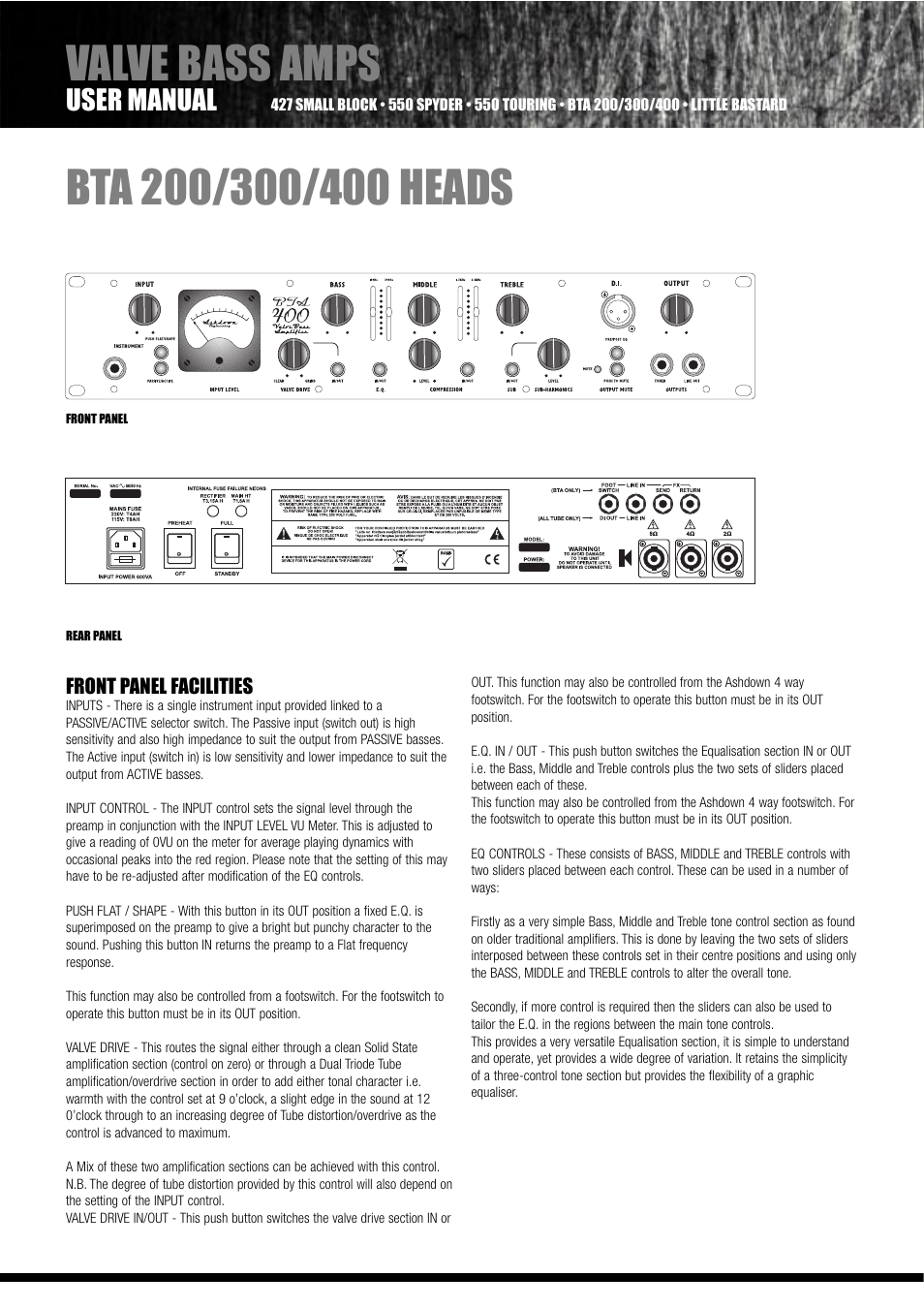 User manual | Ashdown 550 SPYDER User Manual | Page 6 / 12