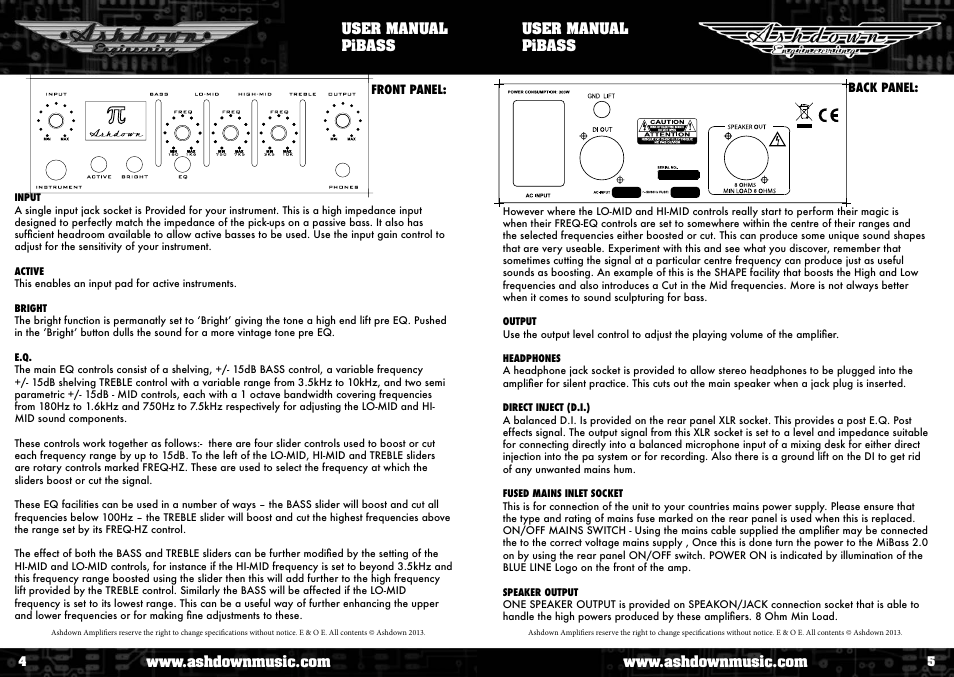 Ashdown PIBASS - 240 User Manual | Page 3 / 5