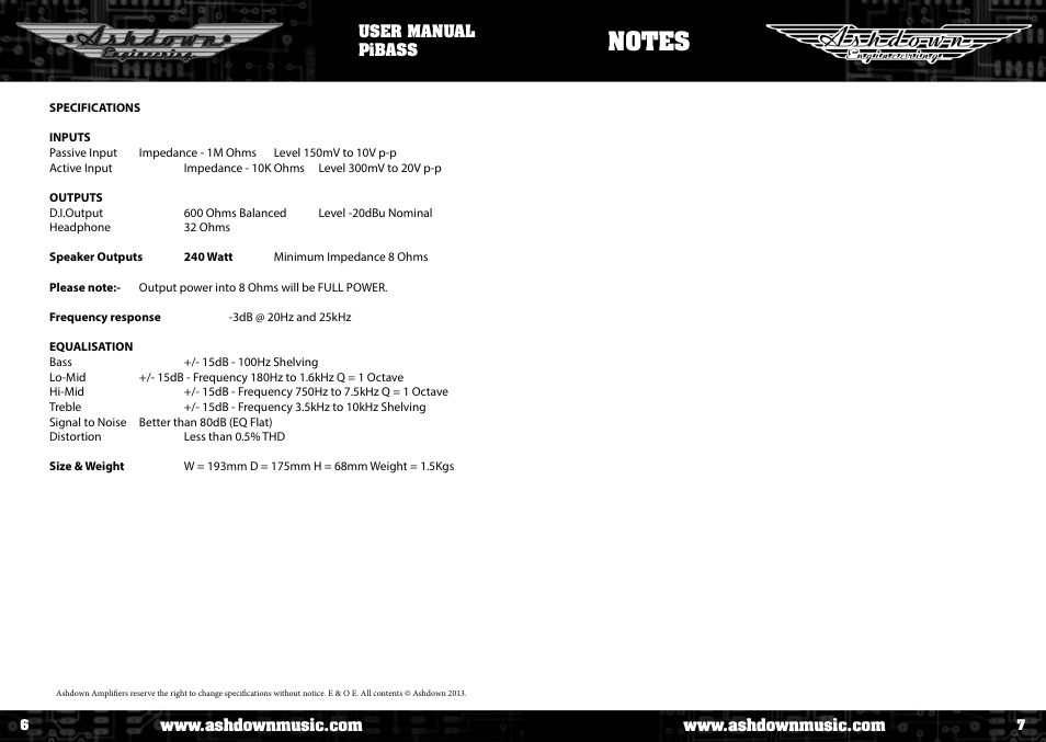 Ashdown PIBASS - 240 User Manual | Page 4 / 5