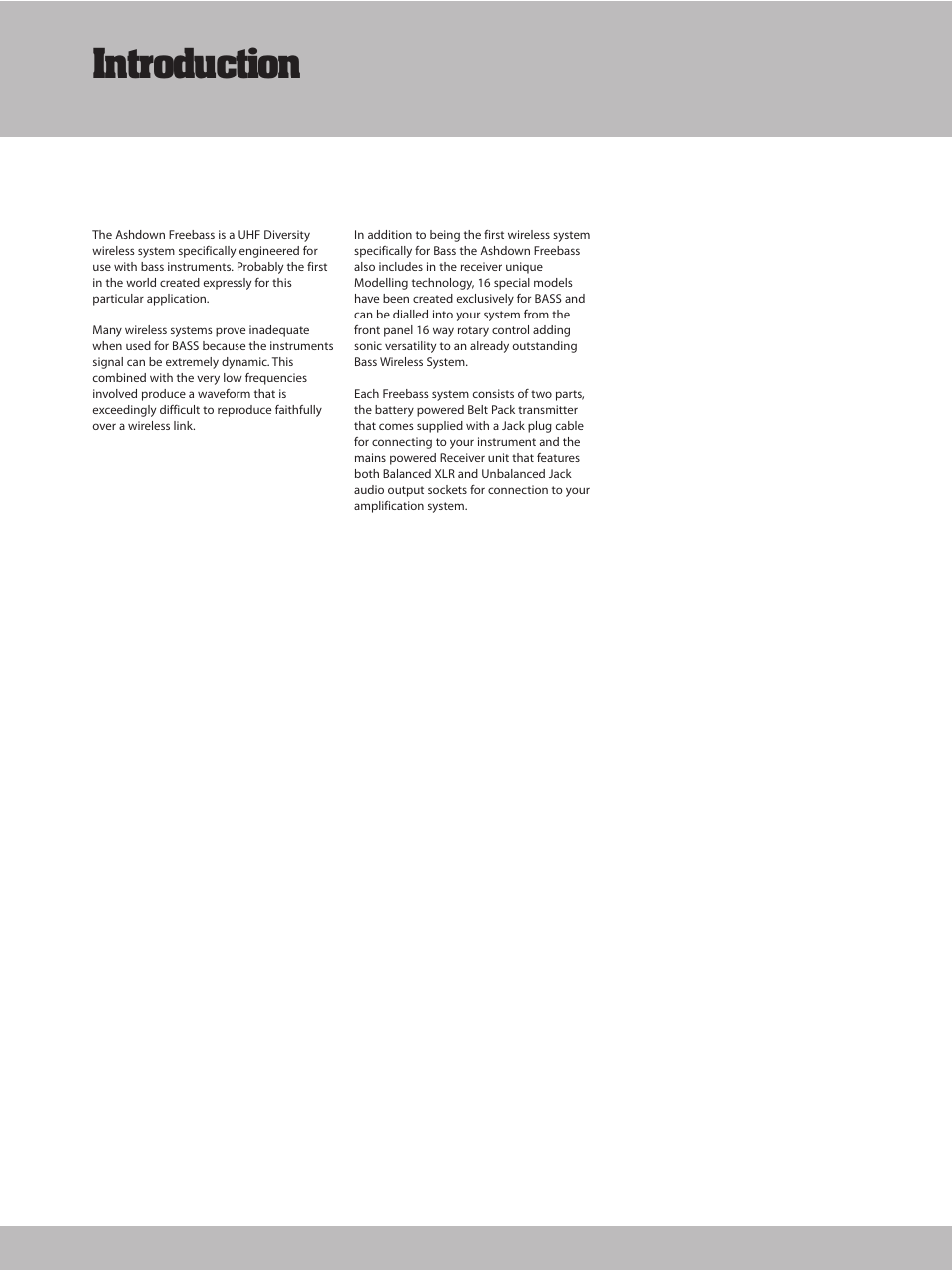 Introduction | Ashdown FREEBASS User Manual | Page 4 / 11