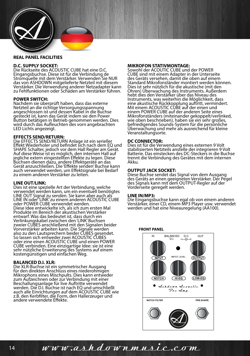 User manual | Ashdown Acoustic 100 - BK User Manual | Page 14 / 22