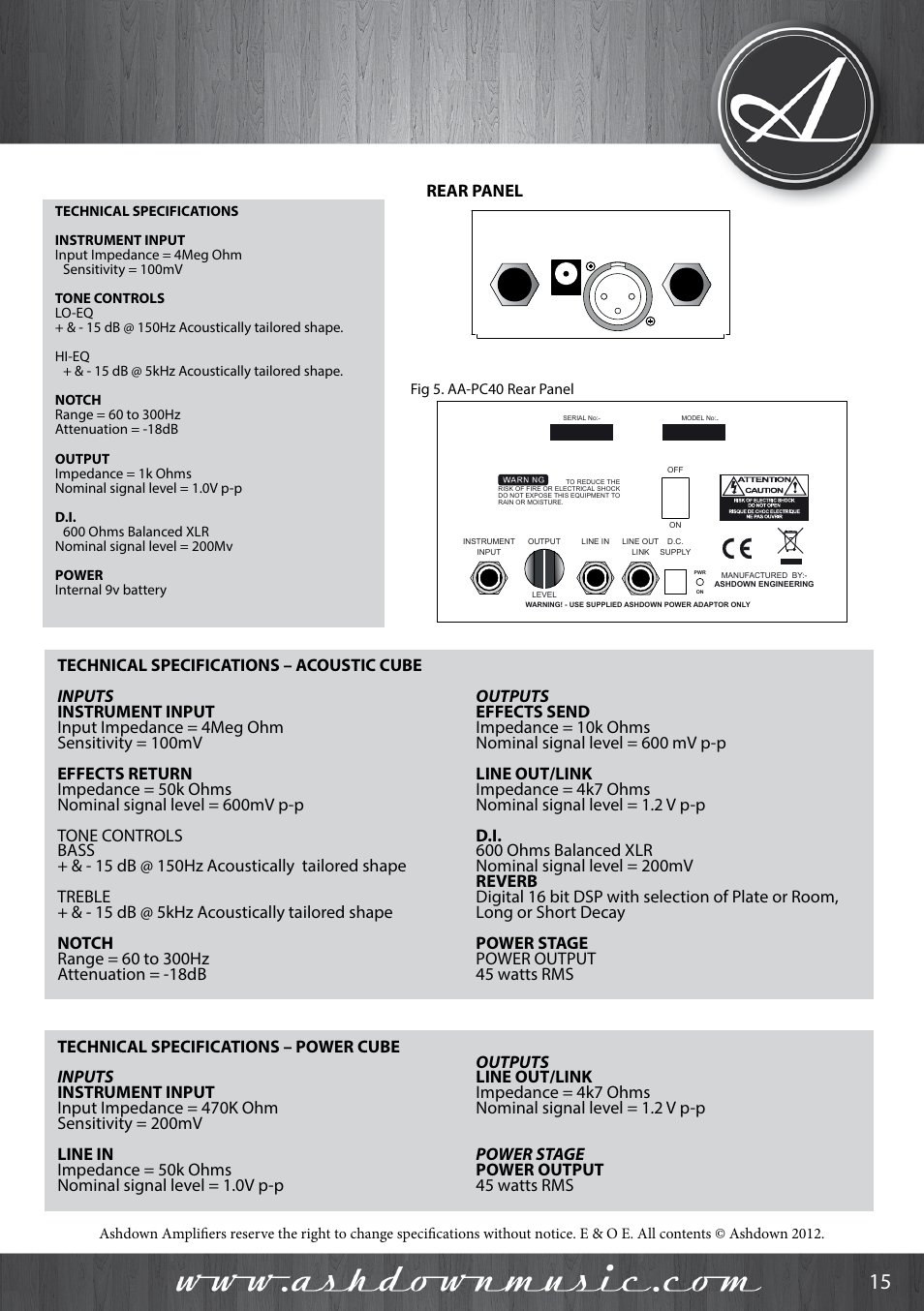 Ashdown Acoustic 100 - BK User Manual | Page 15 / 22