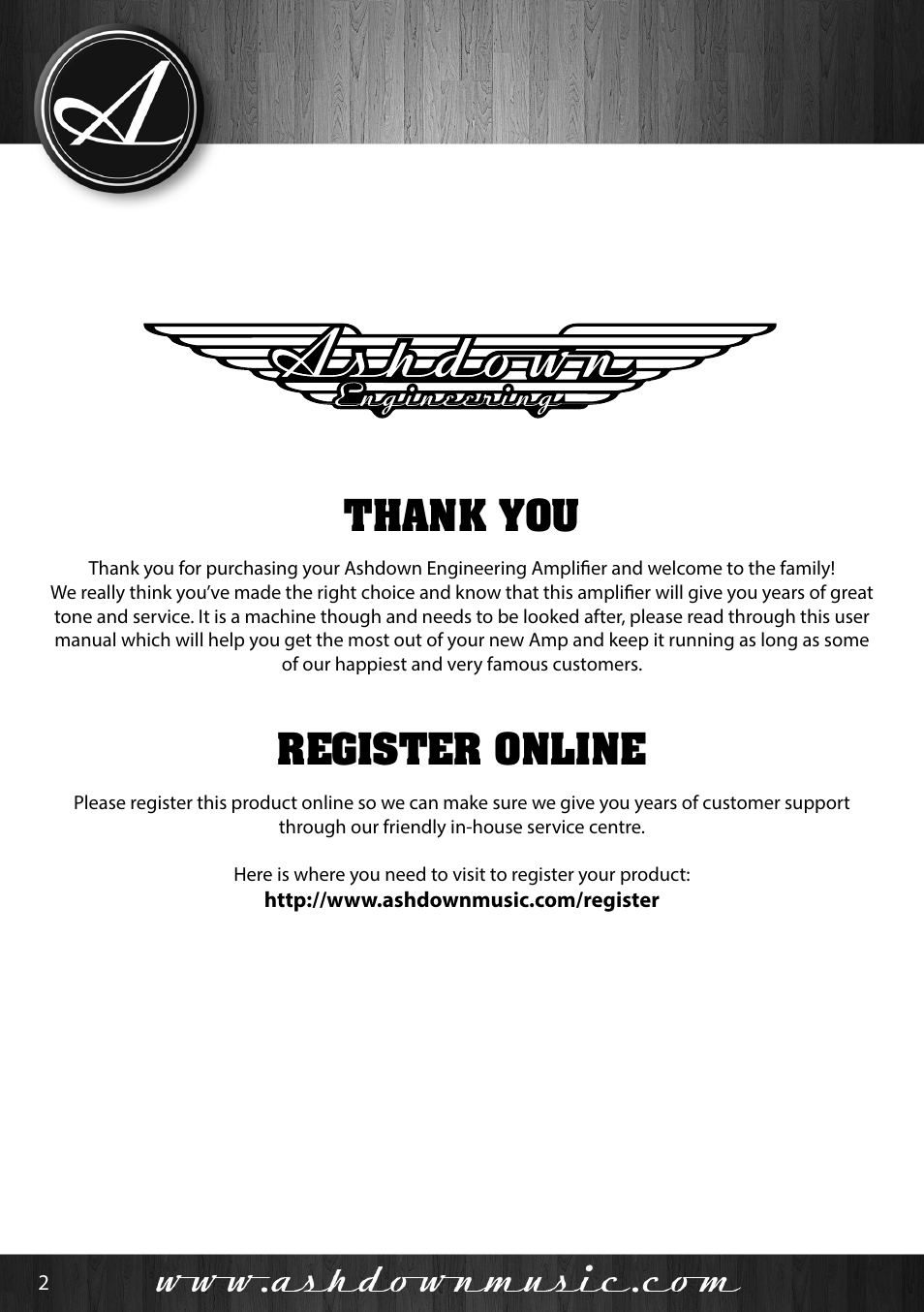 Welcome | Ashdown Acoustic 100 - BK User Manual | Page 2 / 22