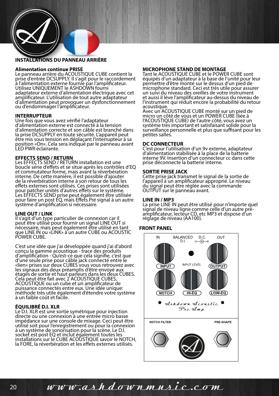 User manual | Ashdown Acoustic 100 - BK User Manual | Page 20 / 22