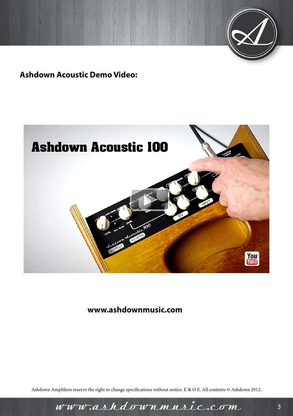 Ashdown Acoustic 100 - BK User Manual | Page 3 / 22