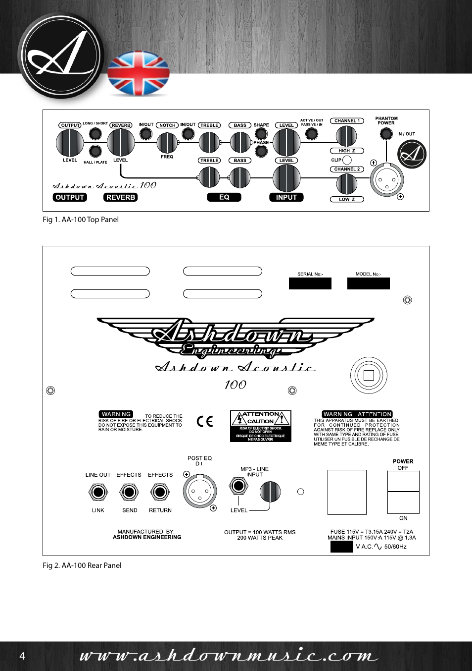 User manual | Ashdown Acoustic 100 - BK User Manual | Page 4 / 22