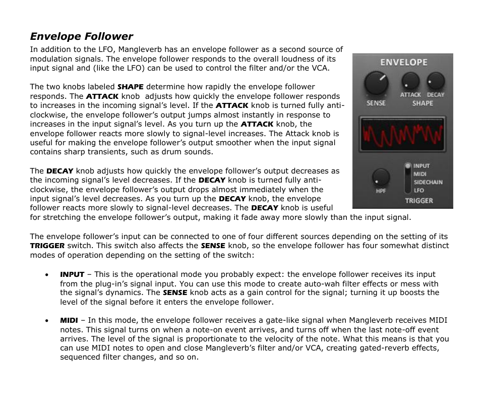 Envelope follower | Audio Damage Mangleverb User Manual | Page 10 / 13