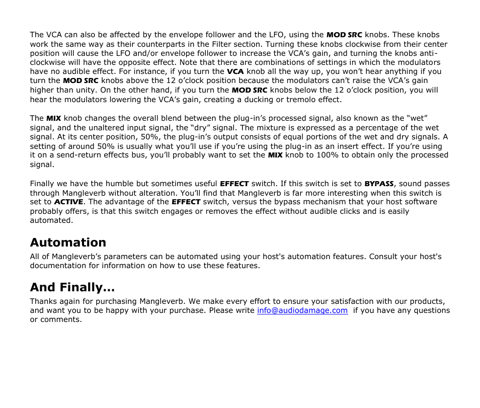 Automation, And finally | Audio Damage Mangleverb User Manual | Page 13 / 13