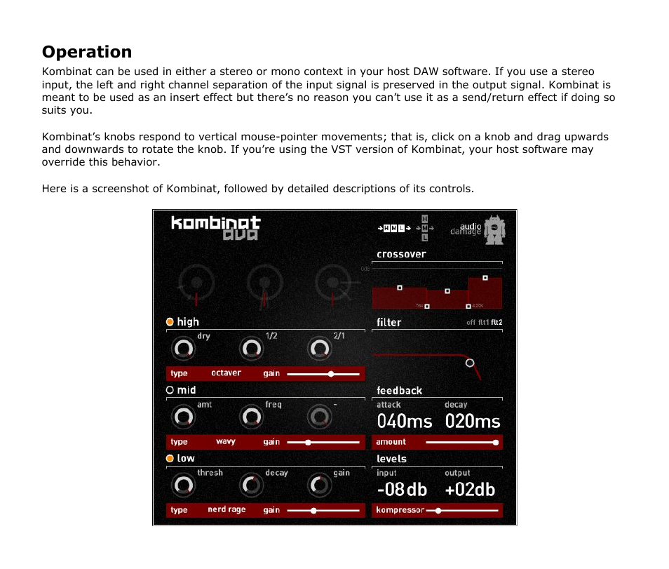 Operation | Audio Damage Kombinat Dva Upgrade User Manual | Page 7 / 17