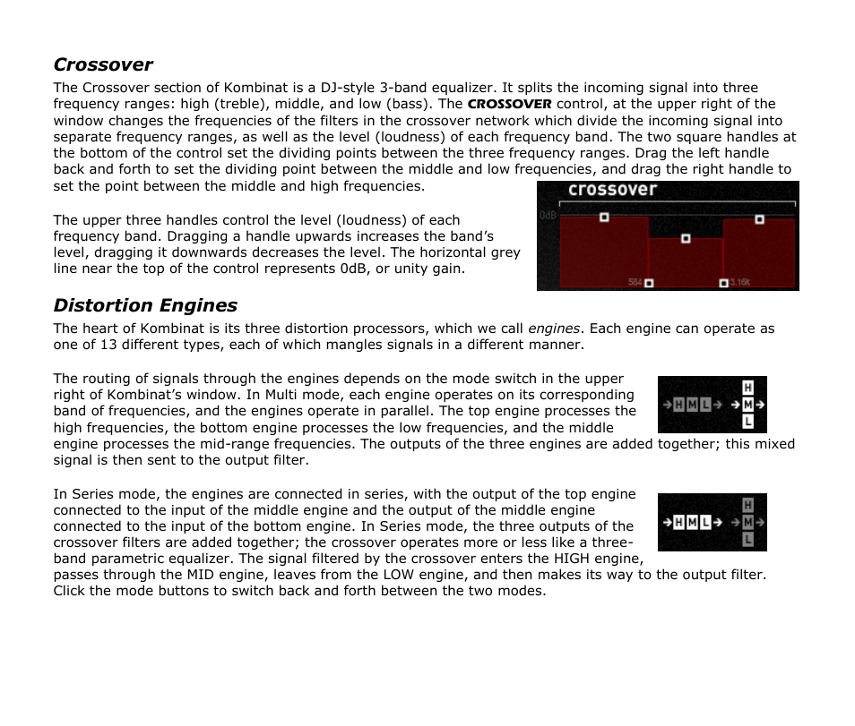 Crossover, Distortion engines | Audio Damage Kombinat Dva Upgrade User Manual | Page 8 / 17