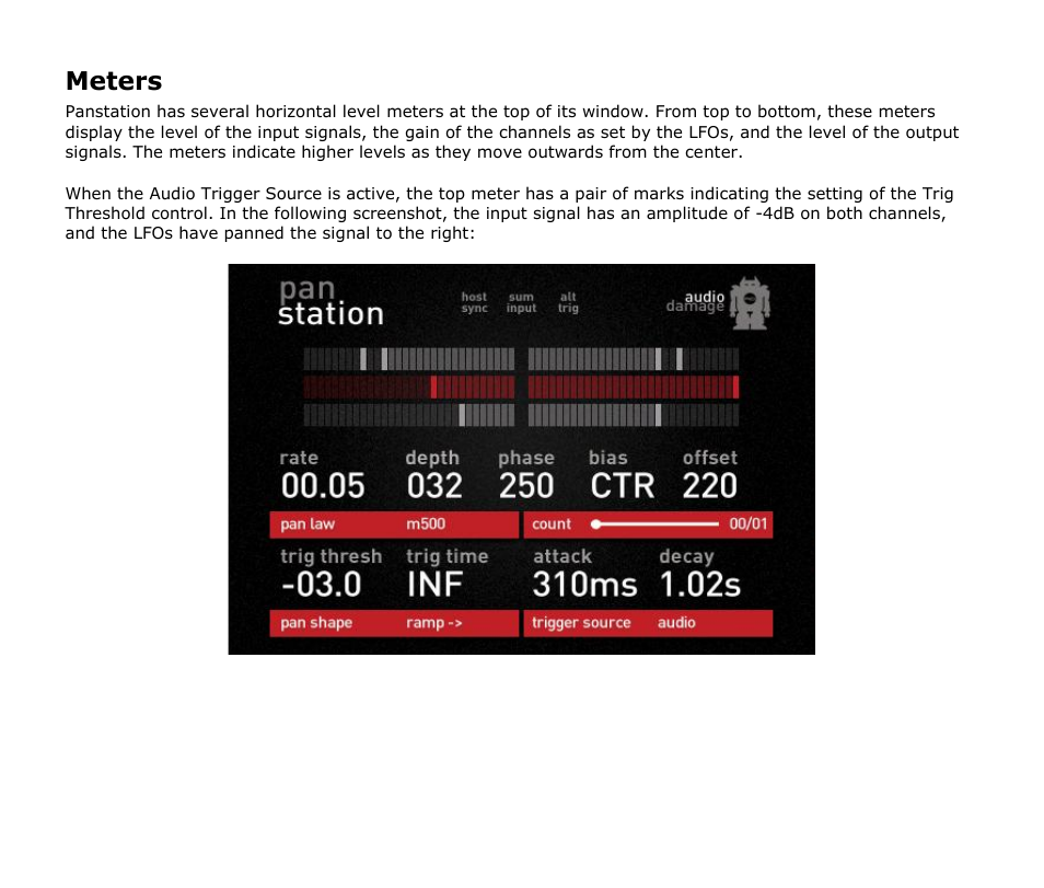 Meters | Audio Damage Panstation User Manual | Page 16 / 18