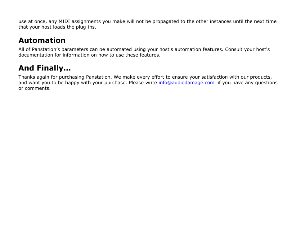 Automation, And finally | Audio Damage Panstation User Manual | Page 18 / 18