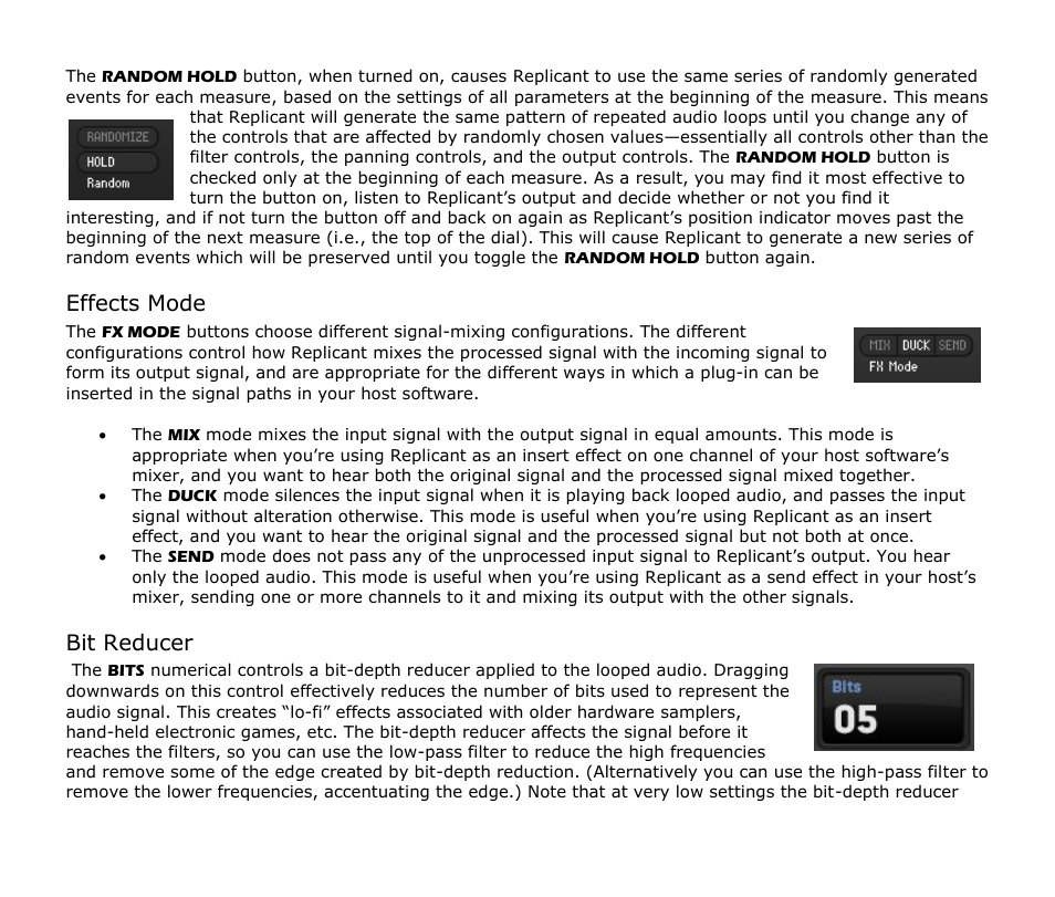 Effects mode, Bit reducer | Audio Damage Replicant 1.5 User Manual | Page 15 / 18