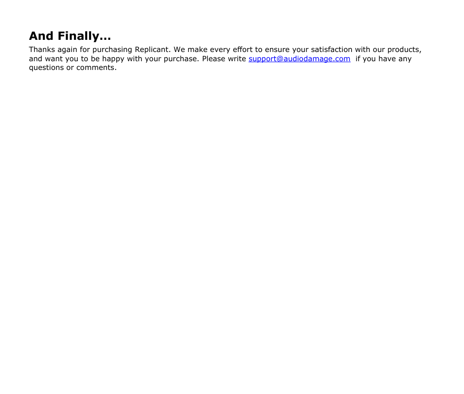And finally | Audio Damage Replicant 1.5 User Manual | Page 18 / 18