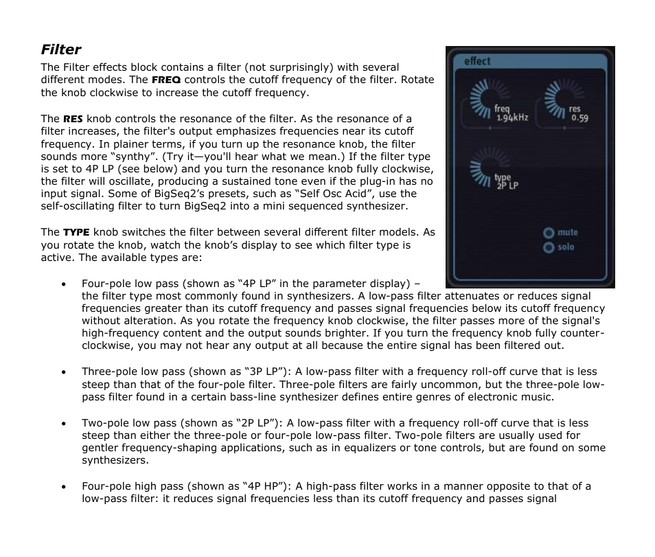 Filter | Audio Damage BigSeq2 User Manual | Page 16 / 24